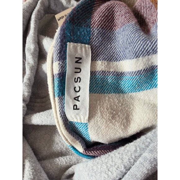 Pacsun Plaid Button-Up Hoodie Shirt L Multicolor Cotton Blend Long Sleeve Casual - Picture 5 of 9